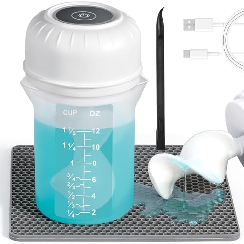 Winartton Auto Harz Mixer, leicht zu reinigender Epoxidharz Mixer mit Silikonrührer und Mischbecher, minimale Blasenbildung, freihändiger, wiederaufladbarer elektrischer Rührer von Winartton