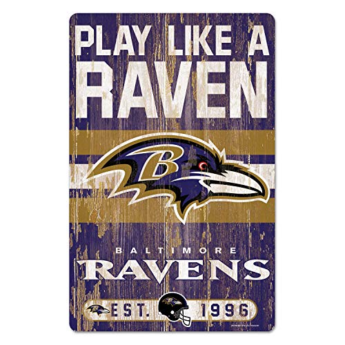 Wincraft NFL Schild aus Holz Baltimore Ravens Holzschild Wood Slogan Play Like A Raven von Wincraft