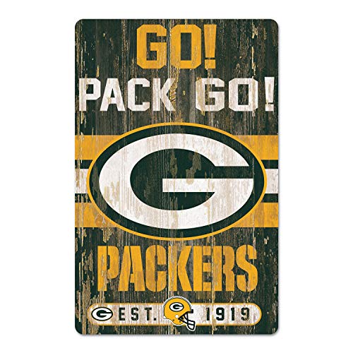 Wincraft NFL Schild aus Holz Green Bay Packers Holzschild Wood Slogan Go Pack Go von Wincraft