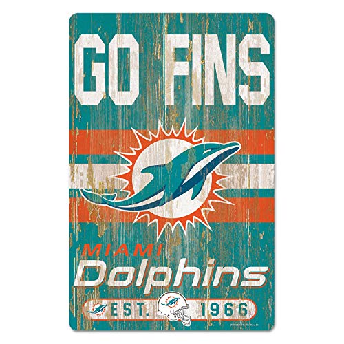 Wincraft NFL Schild aus Holz Miami Dolphins Holzschild Wood Slogan Go Fins von Wincraft