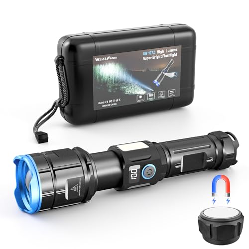 Wind&Moon High Lumen Taschenlampe LED - USB-Aufladbar, Einstellbare Brennweite & Superhell, IPX6 Wasserdicht, 7 Lichtmodi, Magnetische Taktische Taschenlampe Für Outdoor, Angeln, NotfäLl Wind&Moon High Lumen Taschenlampe LED - USB-Aufladbar, Einstellbare Brennweite & Superhell, IPX6 Wasserdicht, 7 Lichtmodi, Magnetische Taktische Taschenlampe Für Outdoor, Angeln, NotfäLl von Wind&Moon
