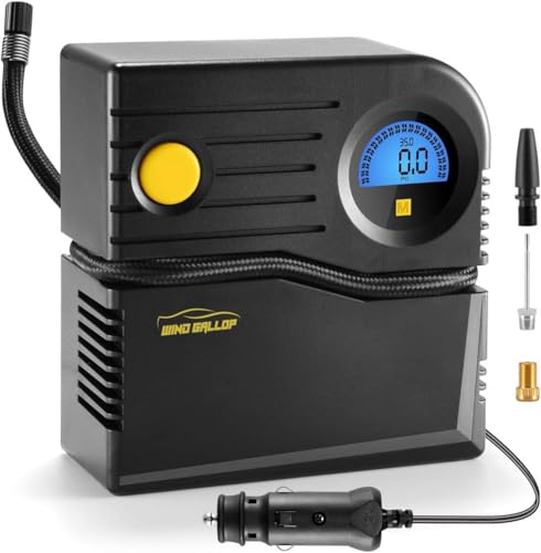 WindGallop Mini 12v Kompressor Auto Luftpumpe Autoreifen Pumpe Reifen Pumpe für Auto Elektrische Luftkompressor Digitaler Reifenfüller mit Reifendruckmesser und Ventiladaptern (Blau) von WindGallop