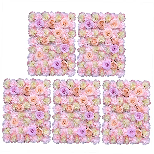 WindWilder 5 Stück Künstliche Blumen Säule Wand Kunstblumen Panel für Garten Hochzeit Künstliche Blumenwand Rosenwand Kunstblumen Hintergrund DIY Background Flower Panels Wall Garten Decor 40 * 60cm von WindWilder