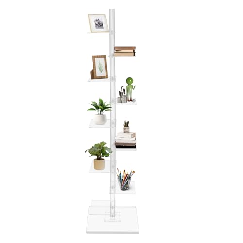 WindWilder Acryl Bücherregal 173cm Höhe, 9-stufiges Transparent Eckregal mit 5 kg Tragkraft pro Fach, für Wohnzimmer Büro Küche Balkon WindWilder Acryl Bücherregal 173cm Höhe, 9-stufiges Transparent Eckregal mit 5 kg Tragkraft pro Fach, für Wohnzimmer Büro Küche Balkon von WindWilder