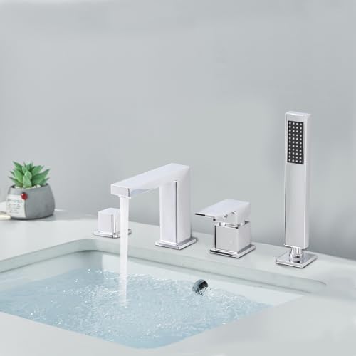 WindWilder Badezimmer Armatur Set mit Handbrause und Thermostat, Komplette Badezimmer Einhandmischer Garnitur (Silber) von WindWilder