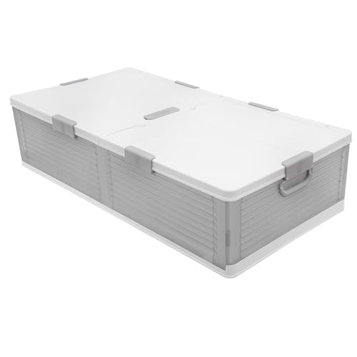 WindWilder Bettenbox mit Deckel, 101x51.5x24cm, Unterbettkommode, Aufbewahrungsbox Betten Box mit Deckel (Grau) von WindWilder