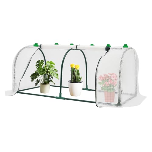 WindWilder Gartengewächshäuser 120 x 60 x 50cm, Kleines Gewächshaus für Balkon, Tomatengewächshaus mit aufrollbaren Fenstern von WindWilder