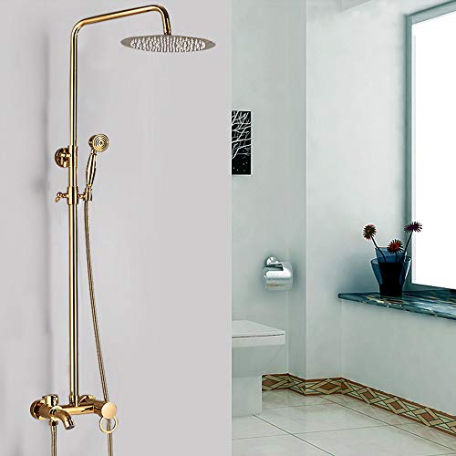 WindWilder Gold Duscharmatur Duschpaneel Handbrause Regendusche Duschset Bad Duschsystem Edelstahl Höhenverstellbar Duschstange für Badezimmer Dusche von WindWilder