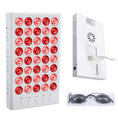 WindWilder LED Rotlicht Panel 660nm Nahinfrarot 850nm Infrarot Anti Aging +Augenmaske 200W Dual-Modus Schaltmodus Timing-Funktion mit Halterung 40 led 5W Therapielampe für Schönheitszentrum, Familie von WindWilder