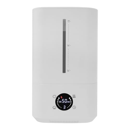 WindWilder Luftbefeuchter 19 x 19 x 33 cm, 6L Warm- und Kaltnebel Luftbefeuchter 360° Düse für Schlafzimmer Babyzimmer, Touch-Steuerung, 3 Stufen Nebelvolumenregelung, 1/2/4/8 Stunden Timmer (Weiß) von WindWilder