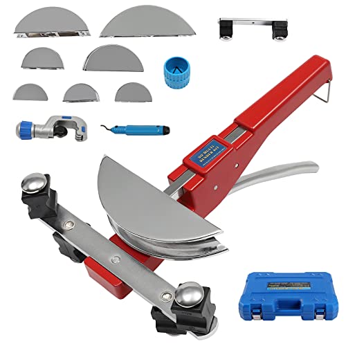 WindWilder Rohrbiegemaschine Manueller Rohrbieger Set Ø6-22mm Handrohrbieger Satz bis 90°-Rohrschneider mit Rohrschneider und Entgratwerkzeug für Kupfer, Aluminiumrohr (Rot) von WindWilder