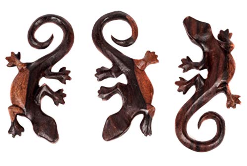 Glücks Gecko Holz Deko ROONY 14 cm Rustikaler Gecko Dekofigur Vintage Handarbeit aus Holz von Windalf
