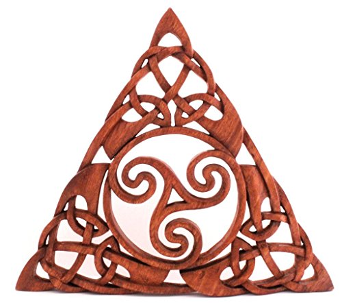 Windalf Celtic Handmade Irisches Wandbild ARDANA 30 cm Keltische Triskele Geschnitztes Holz-Ornament von Windalf