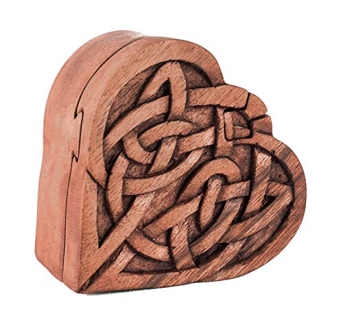 Windalf Celtic Holz Geschenkdose Fiona 8.3 cm Keltisches Herz Schmuckdose Keltenkunst Schmuckschatulle Handarbeit von Windalf