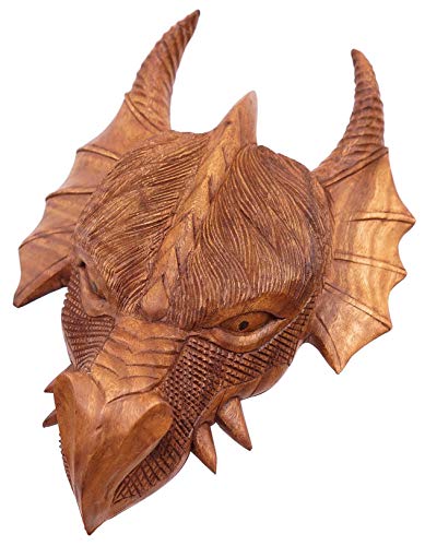 Windalf Drachenkopf FAFNIR 35 cm Wand Deko Glücksdrache Handarbeit Holz von Windalf