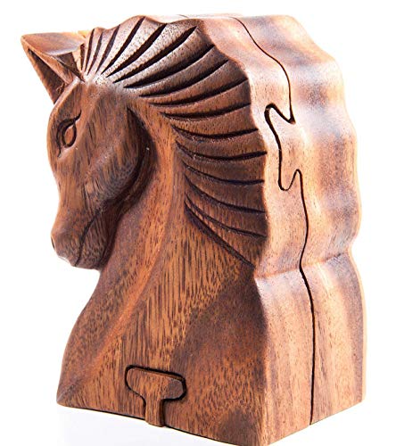 Windalf Geschenkdose Schmuckdose SLEIPNIR 10.5 cm Glücks Pferd Geschenkbox Celtic Schmuck Kästchen Handarbeit aus Holz von Windalf