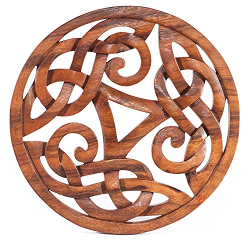 Windalf Großes Celtic Wandbild Alesia Ø 29 cm Triskele Holzbild Wanddeko Handarbeit aus Holz von Windalf