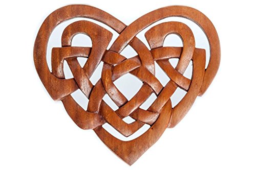 Windalf Irisches Celtic Art Holzornament BRANWEN 23 cm Keltisches Wand-Ornament Herz Liebes Knoten Wanddeko Handarbeit aus Holz von Windalf