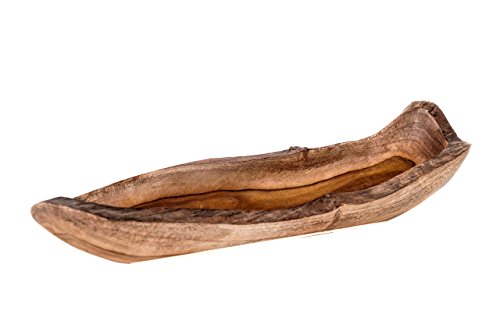 Windalf Natur Holzschale GALINA 35 cm Rustikale Teakholzschale Längliche Holzschale Schlüsselablage Handarbeit Wurzelholz von Windalf