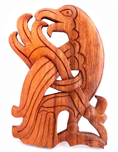 Windalf Wandbild Munin 24 cm Wikinger Rabe Links schauend Handarbeit aus Holz von Windalf