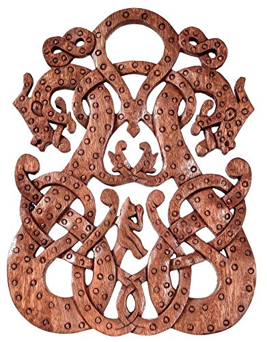 Windalf Wanddeko Dwalin h: 37 cm Wikinger Drachen Handarbeit aus Holz von Windalf