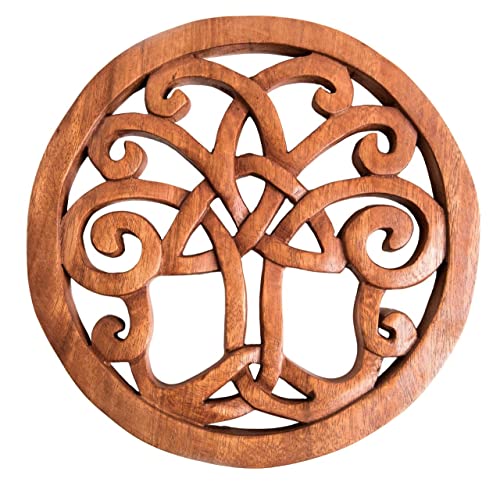 Windalf Wanddeko Holzbild VARUNA Ø 25 cm Keltischer Lebensbaum Handarbeit aus Holz von Windalf