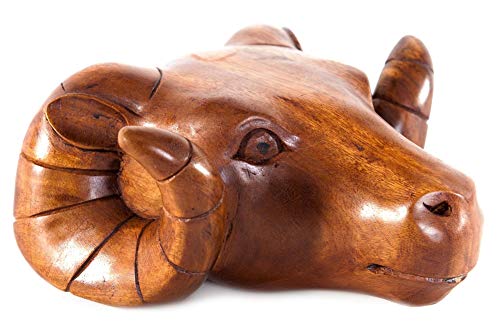 Windalf Wanddeko Wikinger Ronan 16 cm Kleiner Widderkopf Handarbeit aus Holz von Windalf