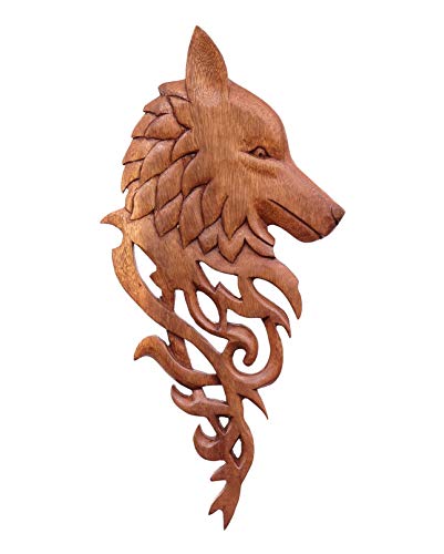 Windalf Wikinger Holz Wolfs-Kopf Wandskulptur YURI 40 cm Nordische Wandfigur Holzkunst Handarbeit Windalf Wikinger Holz Wolfs-Kopf Wandskulptur YURI 40 cm Nordische Wandfigur Holzkunst Handarbeit von Windalf