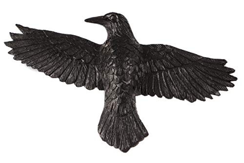 Windalf Wikinger Raben Holz Wandskulptur Munin 27 cm Odons Schwarzer Rabe Hugin Munin Links schauend Wandfigur Handarbeit Holz von Windalf