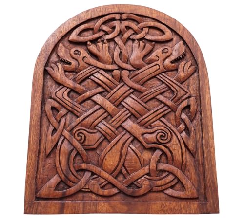 Wolfs Wanddeko GERI & FREKI 30 cm Vikings Holzbild mit Knotenmuster Handarbeit Holz Wolfs Wanddeko GERI & FREKI 30 cm Vikings Holzbild mit Knotenmuster Handarbeit Holz von Windalf