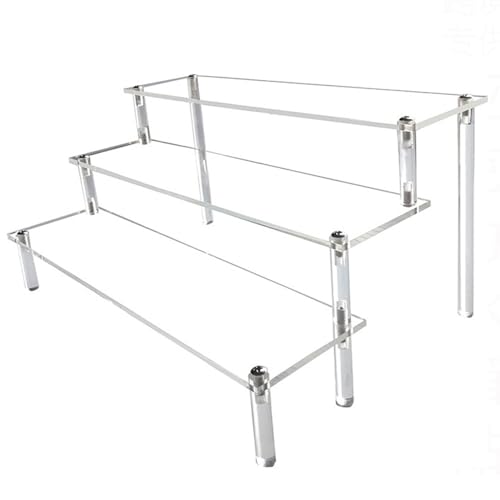 Windfromort Acryl Display Ständer Schmuck Display Riser 3 Tier Cupcakes Stand Tischplatte klar Riser Display Regal für Figuren Schmuck Cupcakes Dessert Lippenstift Nagellack Schrank von Windfromort