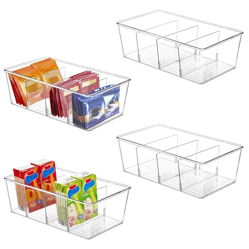 Kühlschrank Organizer - Aufbewahrungsbox Küche - Schubladen Organizer mit 4 Fächern - Stapelbarer Lebensmittel Organizer 4 Stück, Schrank Organizer für Teebeutel, Snacks, Gewürze, Küchenorganisation von Windfromort