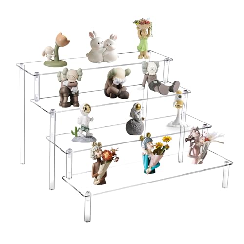 Windfromort 4-stufig Acryl Riser Display - Stufenregal, Präsentationsständer, Acryl，robust und transparent, ideal für Figuren, Kosmetik, Gewürze, Nagellack und Sammlerstücke (30cm Höhe 8cm Breite) von Windfromort