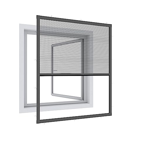 Windhager Expert Plissee Fenster Ultra Flat, Insektenschutz für Fenster, Fliegengitter, Mosquitoschutz, Selbstbausatz 100 x 120 cm, anthrazit, 03243 von Windhager