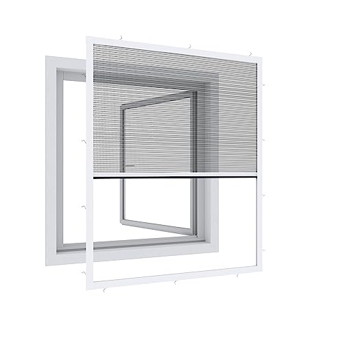Windhager Expert Plissee Fenster Ultra Flat, Insektenschutz für Fenster, Fliegengitter, Mosquitoschutz, Selbstbausatz 100 x 120 cm, weiß, 03242 von Windhager