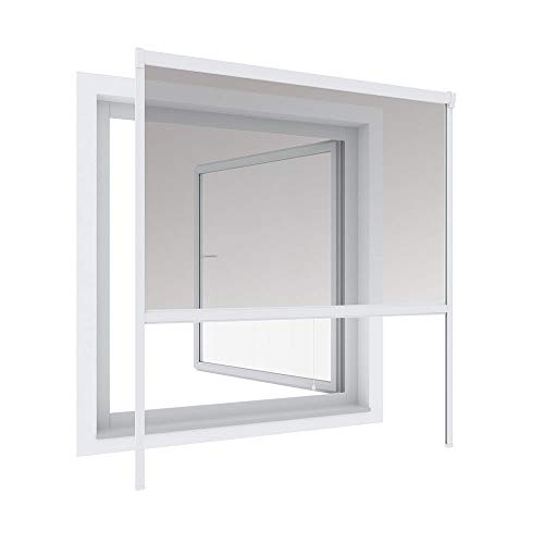 Windhager Fliegengitter Insektenschutz Rollo Fenster Netz 130x160cm Weiß PVC von Windhager