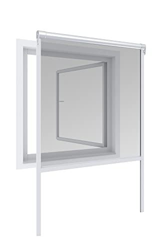 Windhager Insektenschutz Basic Rollofenster Alu, Insektenschutzrollo, Fliegengitterrollo, Selbstbausatz 100 x 160cm, weiß, 04500 von Windhager