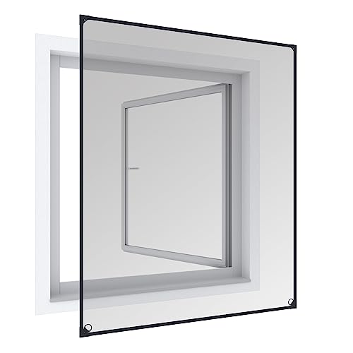 Windhager Insektenschutz Magnetfenster, Magnet Rahmen für Fenster Fliegengitter Mückengitter, werkzeugfreie Montage, Anthrazit, Selbstbausatz 100 x 120 cm von Windhager