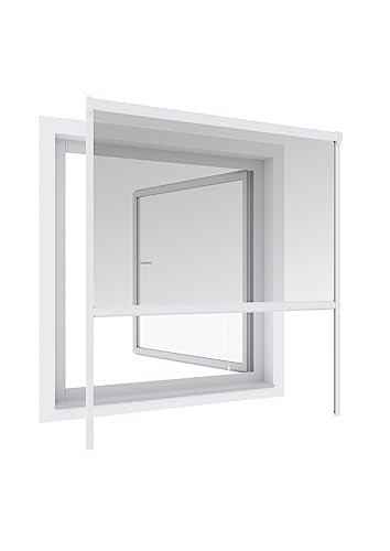 Windhager Insektenschutz Rollo Fenster Plus, Fliegengitter Alurahmen für Fenster, weiß, Selbstbausatz 160 x 160 cm, 04324 von Windhager