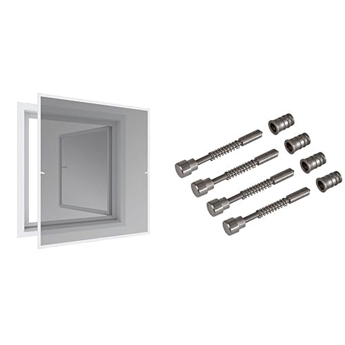 Windhager Insektenschutz Rahmen Fenster EXPERT, Fliegengitter Alurahmen für Fenster + Windhager Federstift-Set für Insektenschutzfenster, Montageset von Windhager
