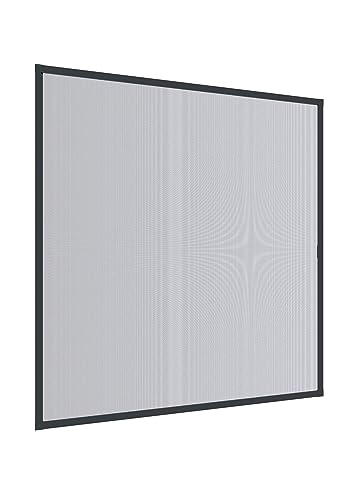 Windhager Insektenschutz Rahmen Fenster Expert, Fiberglasgewebe mit Aluminiumrahmen, Fliegengitter, Selbstbausatz ohne bohren, 140 x 150 cm, anthrazit von Windhager