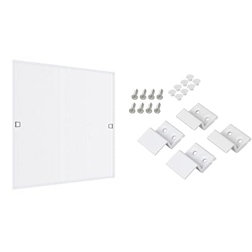 Windhager Insektenschutz Spannrahmen Fenster Plus, Fliegengitter Alurahmen für Fenster + Windhager Einhängewinkel-Set, Montageset für Insektenschutz Spannrahmen von Windhager