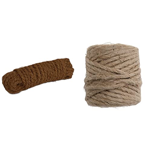 Windhager Kokos-Baumanbinder ÖKO, Kokosgarn, Kokosseil, Kokos-Tau, Baum-Kordel, Garn aus 100% Kokosfaser, 15 m, 06200 & Jute-Schnur Jutegarn Bindegarn Bindeschnur, natur, 4 mm x 50 m, 06158, beige von Windhager