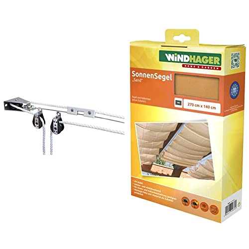 Windhager Montageset Seilzugsystem,10884 weiß & Sonnensegel für Seilspanntechnik, Wintergarten und Terrassen Beschattung, Seilspannmarkise, 270 x 140 cm, 10876 Windhager Montageset Seilzugsystem,10884 weiß & Sonnensegel für Seilspanntechnik, Wintergarten und Terrassen Beschattung, Seilspannmarkise, 270 x 140 cm, 10876 von Windhager