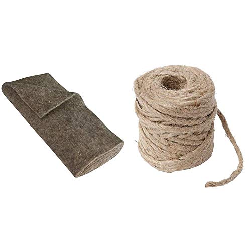 Windhager Schafwoll-Filzmatte, Kälteschutzmatte Filzabdeckung, Frostschutz für Pflanzen, 300 g/m², 2 x 0,38 m, grau & Jute-Schnur Jutegarn Bindegarn Bindeschnur, natur, 4 mm x 50 m, 06158, beige von Windhager