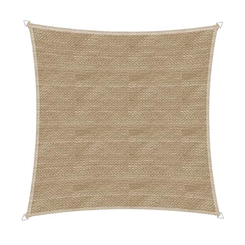 Windhager Sonnensegel Capri Quadrat 4 x 4 m (gleichschenkelig), Sonnenschutz für Garten & Terrasse, UV- und witterungsbeständig, schilf von Windhager