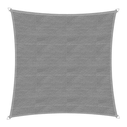 Windhager Sonnensegel Capri Quadrat 5 x 5 m (gleichschenkelig), Sonnenschutz für Garten & Terrasse, UV- und witterungsbeständig, grau von Windhager