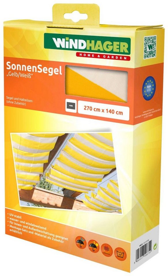 Windhager Sonnensegel, für Seilspannmarkise, inklusive Laufhaken, 2,7x1,4 m von Windhager