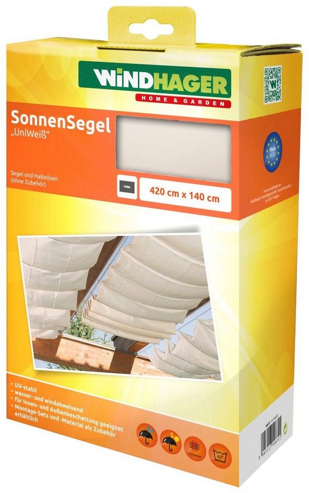 Windhager Sonnensegel, für Seilspannmarkise, inklusive Laufhaken, 4,2x1,4 m von Windhager