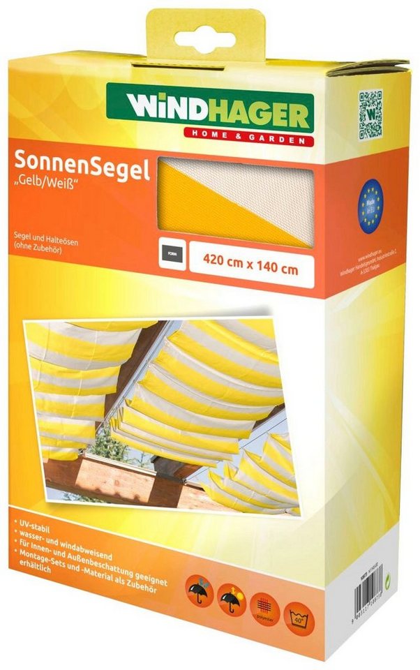 Windhager Sonnensegel, für Seilspannmarkise, inklusive Laufhaken, 4,2x1,4 m von Windhager